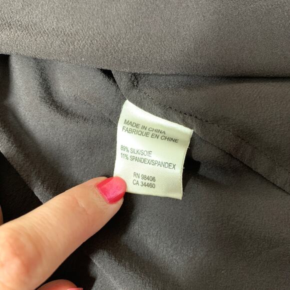 THEORY Black Long Sleeve Sheer Silk Blouse Medium - Picture 5 of 9